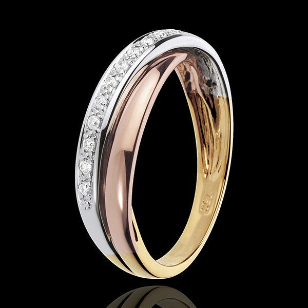 Ring Saturn Diamond - 3 golds - 18 carat