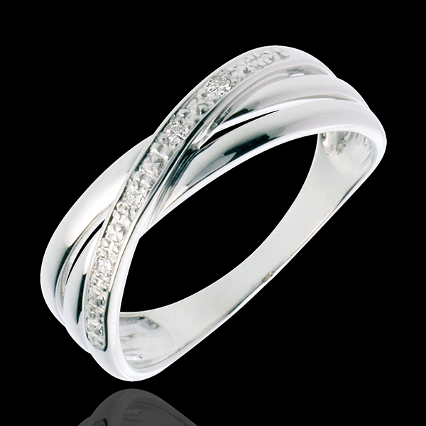 Ring Saturn Duo variation - white gold - 4 diamonds