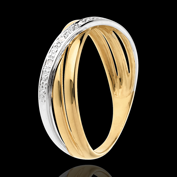 Ring Saturn Duo variation - yellow gold - 4 diamonds