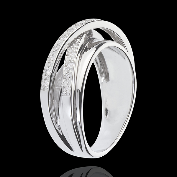 Ring Saturn Mirror - white gold - 23 diamonds - 9 carat