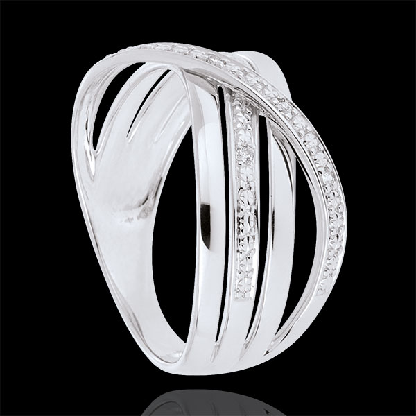 Ring Saturn Quadri - white gold - diamonds - 9 carat