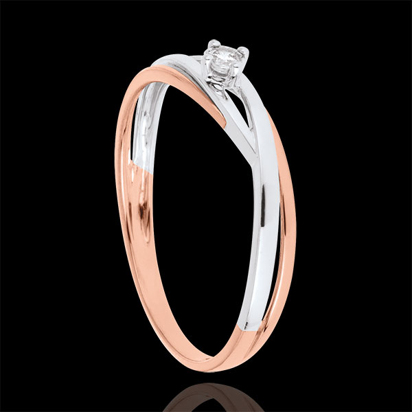 Ring Solitaire Diamant Liefdesnest - Dova - 9 karaat witgoud en rozégoud