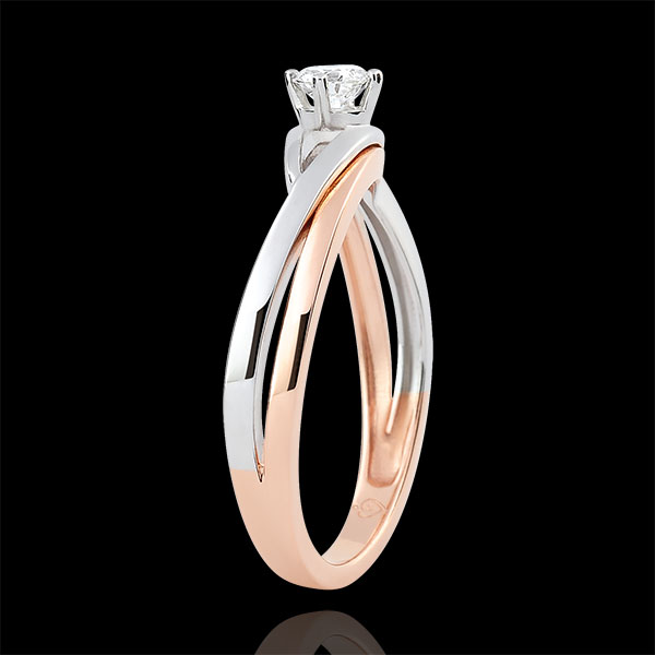 Ring Solitaire Liefdesnest - Dova- Diamant 0.15 karaat - 18 karaat witgoud en roségoud