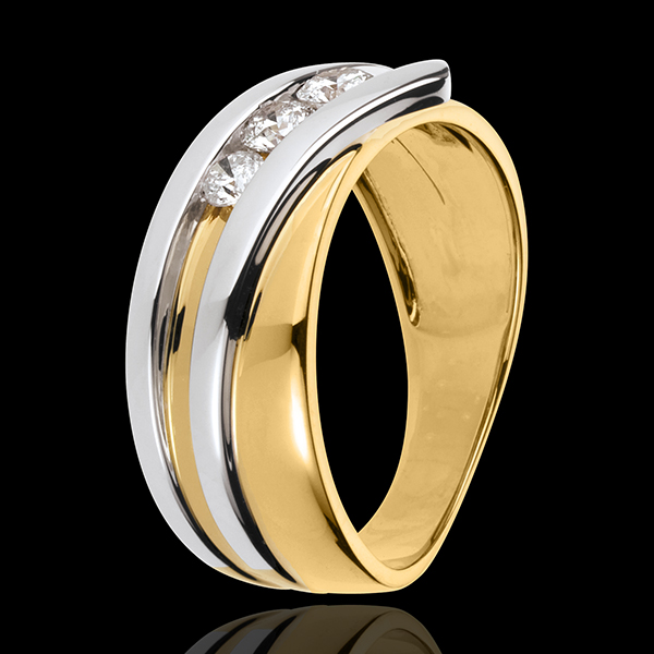 Ring Trilogy Precious Nest - Priscilla - yellow gold and white gold - 0.31 carat - 3 diamonds - 18 carats