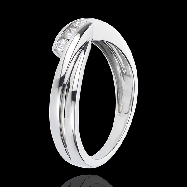 Ring Trilogy Precious Nest - Ritournelle - white gold - 3 diamonds - 18 carat