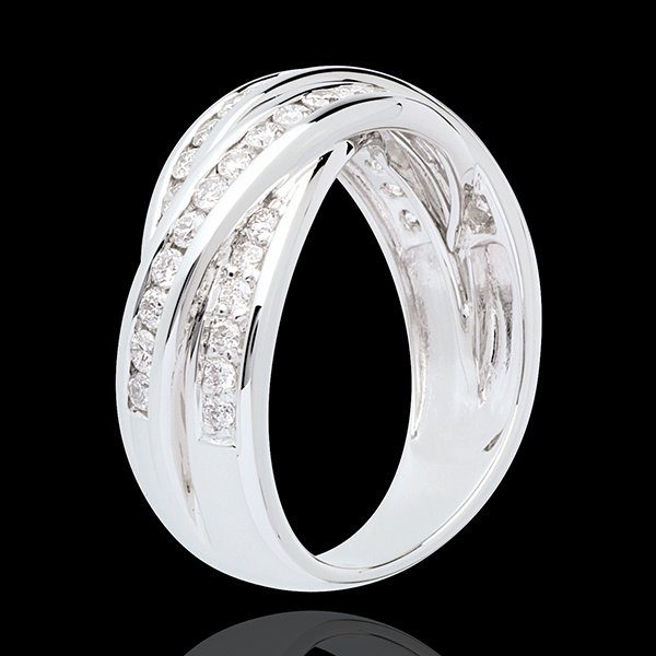 Ring Verlovingsring - Gevlochten ring - 18 karaat witgoud bezet - 0.63 karaat - 38 Diamanten 