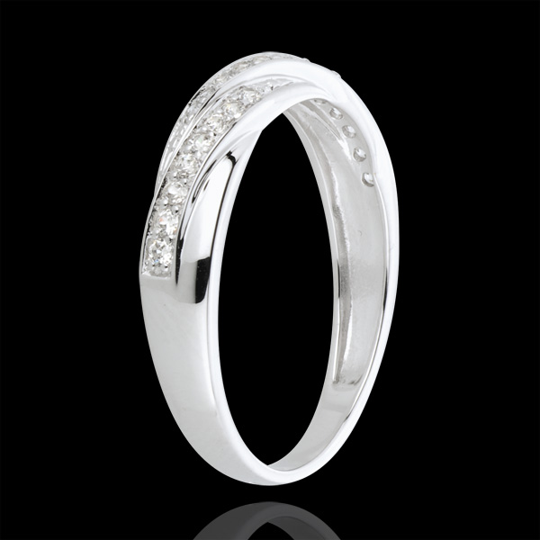 Ring waardevol vlechtje 18 karaat witgoud met diamant