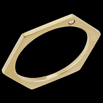 Anello Esagono - oro giallo 18 carati e diamante