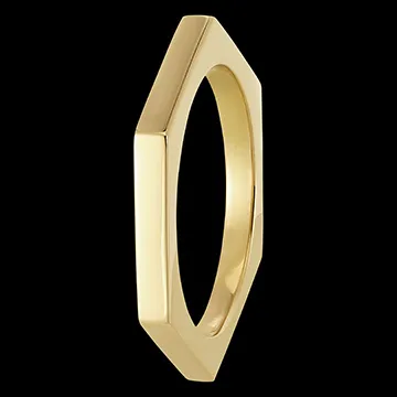 Anello Esagono Uomo - oro giallo 9 carati
