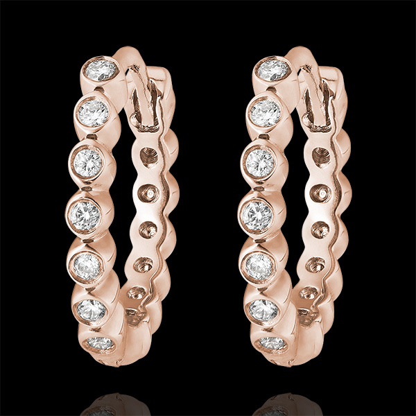 Salty Flower Hoop Earrings - Precious Foam - pink gold 9 carats and diamonds