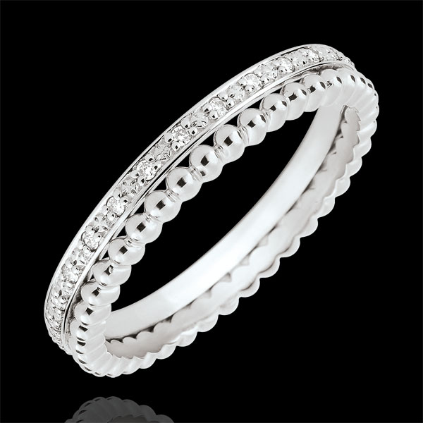 Salty Flower Ring - double row - diamonds - 18 carat white gold