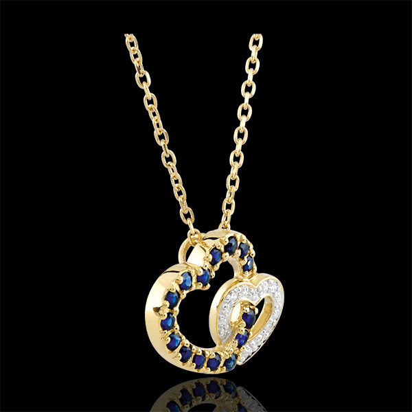 Sapphire Heart and Diamond Heart Necklace