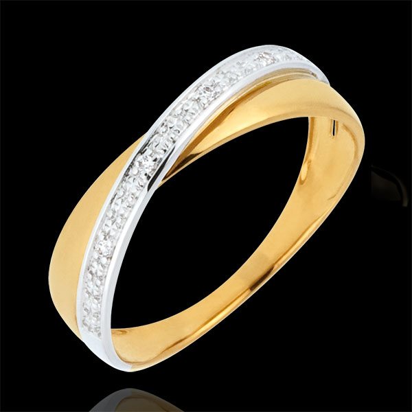 Saturn Duo Wedding Ring - diamonds - Yellow and White gold - 18 carat