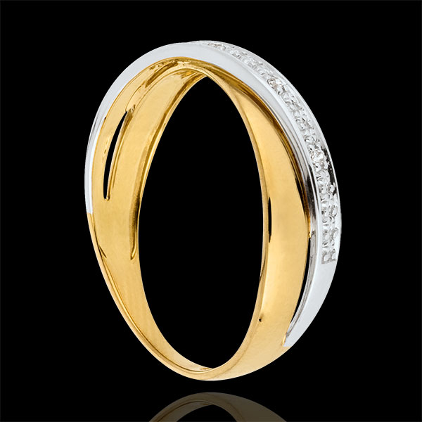 Saturn Duo Wedding Ring - diamonds - Yellow and White gold - 9 carat