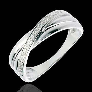 Inel Saturn Duo variantă - aur alb de 18K - 4 diamante
