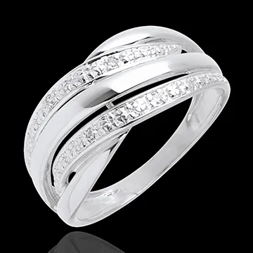 Inel Naja din aur alb de 18K pavat cu diamante - 4 diamante