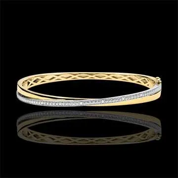 Brăţară fixă Saturn Duo -diamante - aur alb şi aur galben de 9K