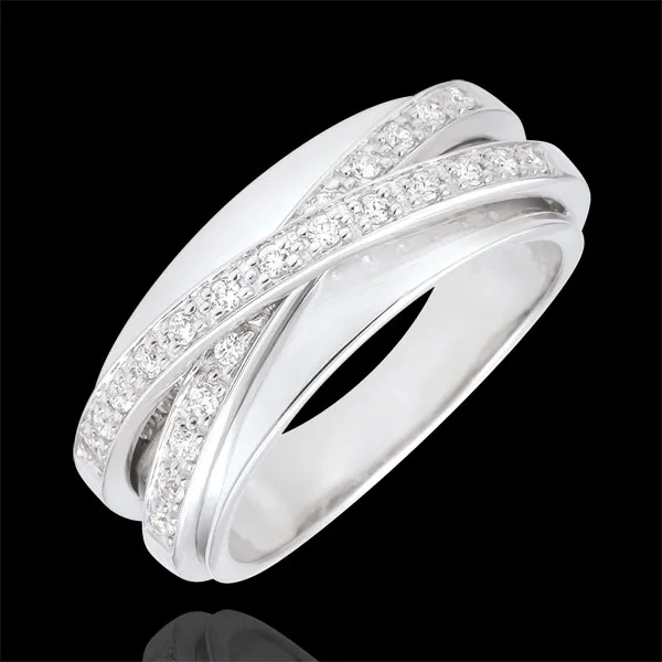 Inel Saturn Oglindă - aur alb de 18K - 23 diamante