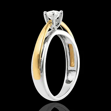 Solitaire Arcadă - diamant 0.34 carate - aur alb şi aur galben de 18K