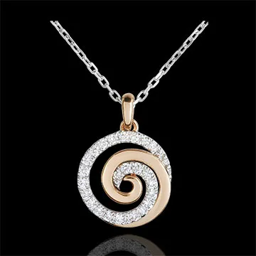 Colier Spirala iubirii - aur alb şi aur roz de 18K