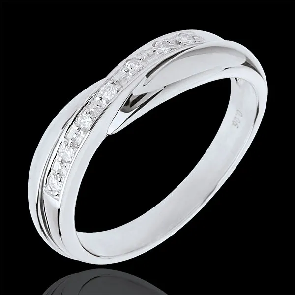 Trauring Diamantenband in Weissgold - Kanalfassung - 7 Diamanten