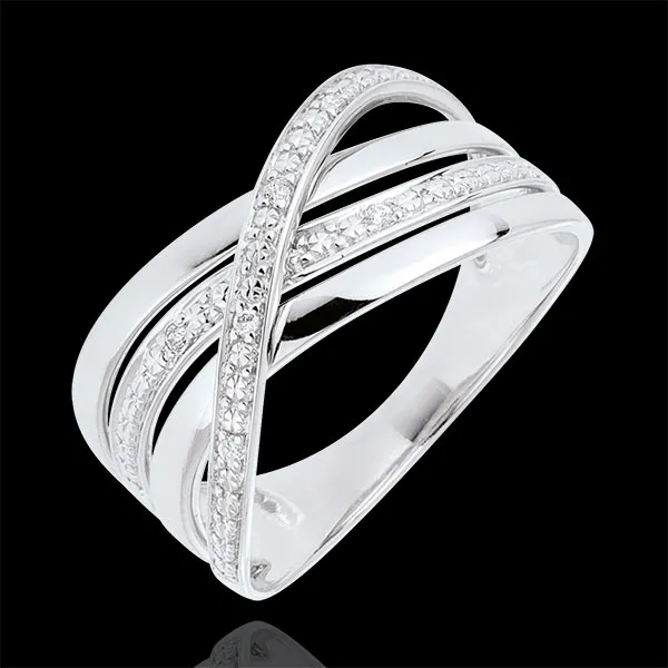 Ring Saturn Quadri - Weißgold - Diamanten - 9 Karat