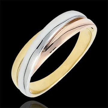 Trauring Saturn Diamant - Dreierlei Gold - 9 Karat