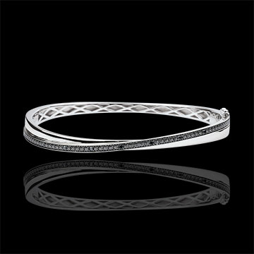 Brăţară fixă Saturn Duo -diamante negre - aur alb de 18K