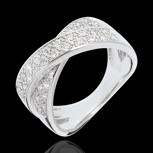 Inel tandem pavat - 0.5 carate - 36 diamante - aur alb de 18K