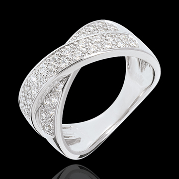 Inel tandem pavat - 0.5 carate - 36 diamante - aur alb de 18K