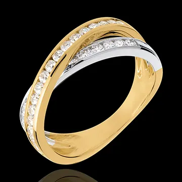 Ring Ellipse in Weiss- und Gelbgold - 0.52 Karat - 29 Diamanten