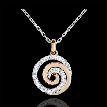 Colier Spirala iubirii - aur alb şi aur roz de 18K
