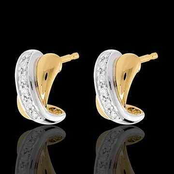 Halbcreolen Ellipse in Weiß- und Gelbgold - 12 Diamanten