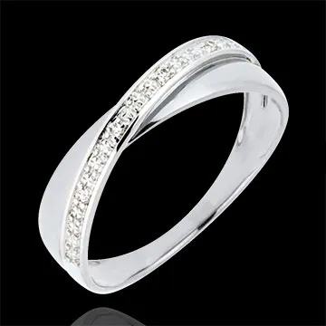 Verighetă Saturn Duo -diamante - aur alb de 18K