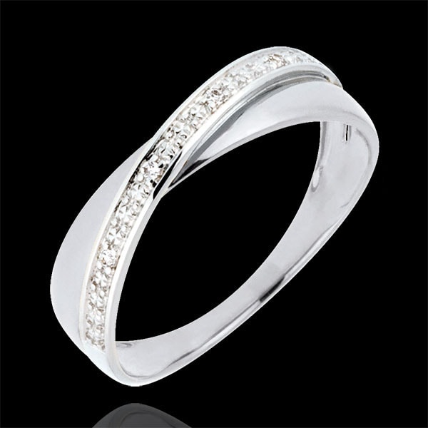 Trauring Saturnduett - Diamanten - Weißgold - 9 Karat