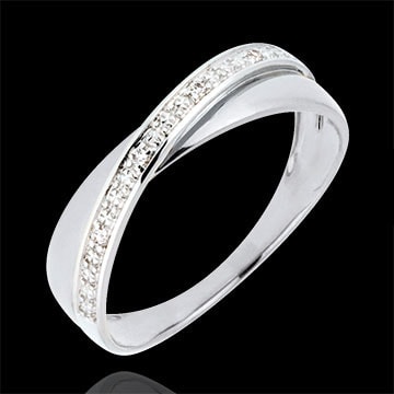 Trauring Saturnduett - Diamanten - Weißgold - 9 Karat