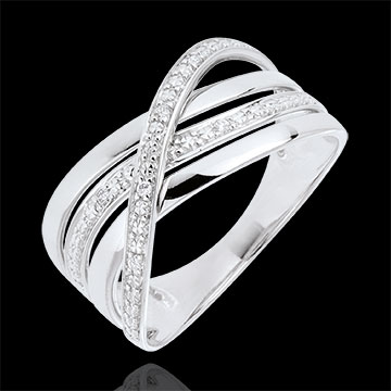 Inel Saturn Cuadri - aur alb de 18K - diamante