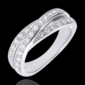 Obrączka Saturn z diamentem - złoto białe 18-karatowe - 29 diamentów
