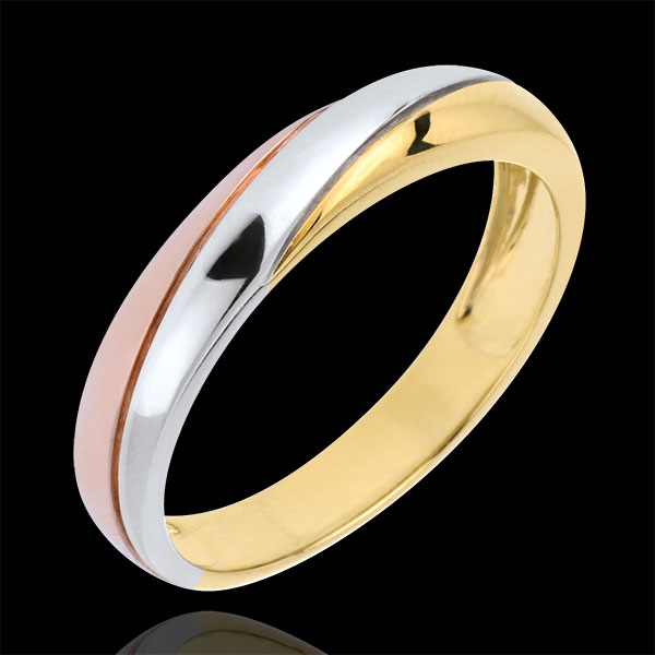 Saturn Trilogy Wedding Ring - three golds - 18 carat