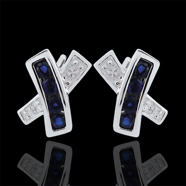 Boucles d'oreilles Donia - saphirs - or blanc 9 carats