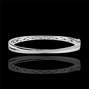 Bracelet Jonc Saturne Duo - diamants - or blanc 9 carats