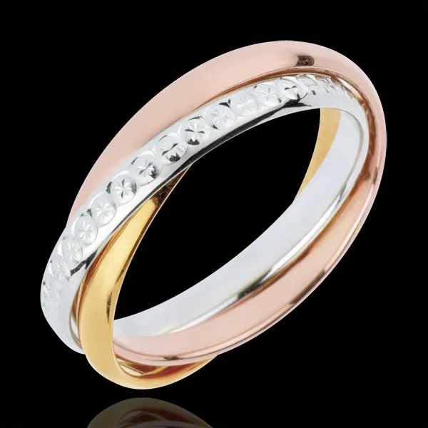 Alliance Saturne Mouvement variation - grand modèle - 3 Ors, 3 Anneaux - trois ors 18 carats