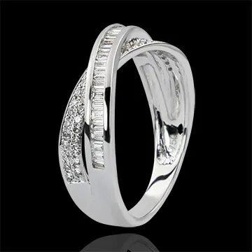 Alliance Saturne - Duo Diamants - or blanc 18 carats et diamants