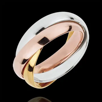 Alliance Saturne Mouvement - grand modèle - 3 Ors, 3 Anneaux - trois ors 18 carats