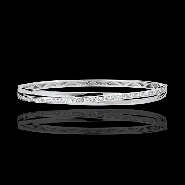 Bracelet Jonc Saturne Diamant - or blanc 18 carats
