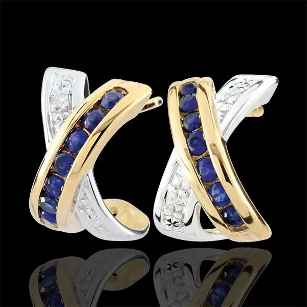 Boucles d'oreilles Parma - deux ors - or blanc et or jaune 9 carats