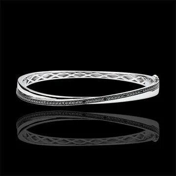 Bracelet Jonc Saturne Duo - diamants noirs - or blanc 18 carats