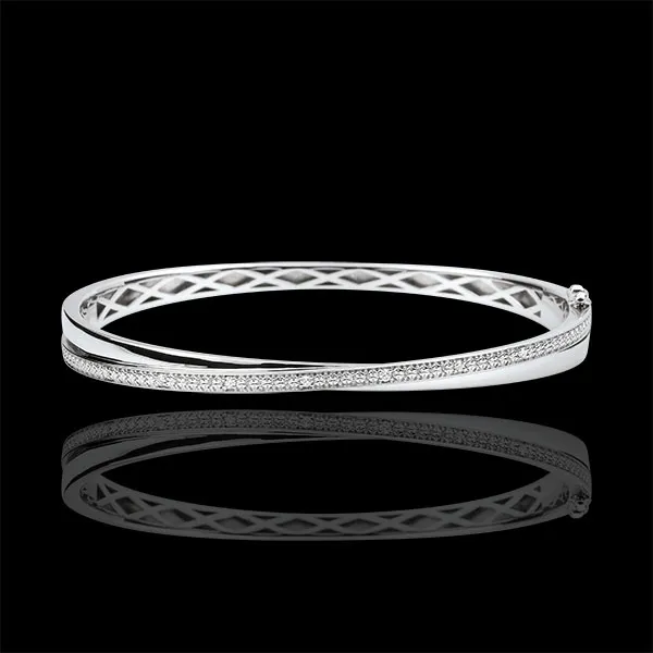Bracelet Jonc Saturne Duo - diamants - or blanc 18 carats
