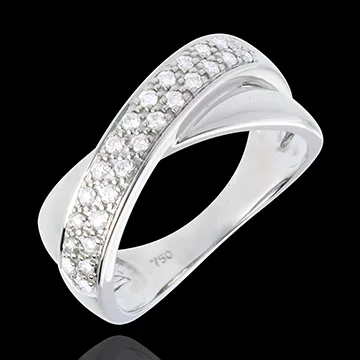 Bague tandem or blanc 18 carats semi pavée - 0.26 carats - 26 diamants