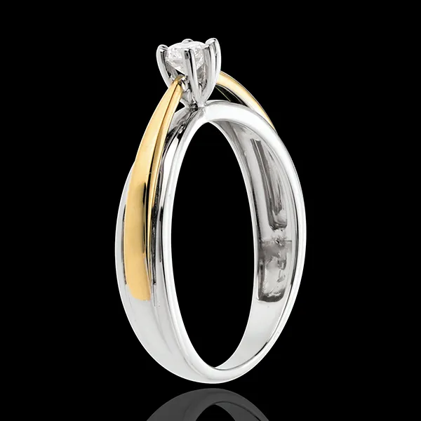 Solitaire Arceau - diamant 0.19 carat - or blanc et or jaune 18 carats